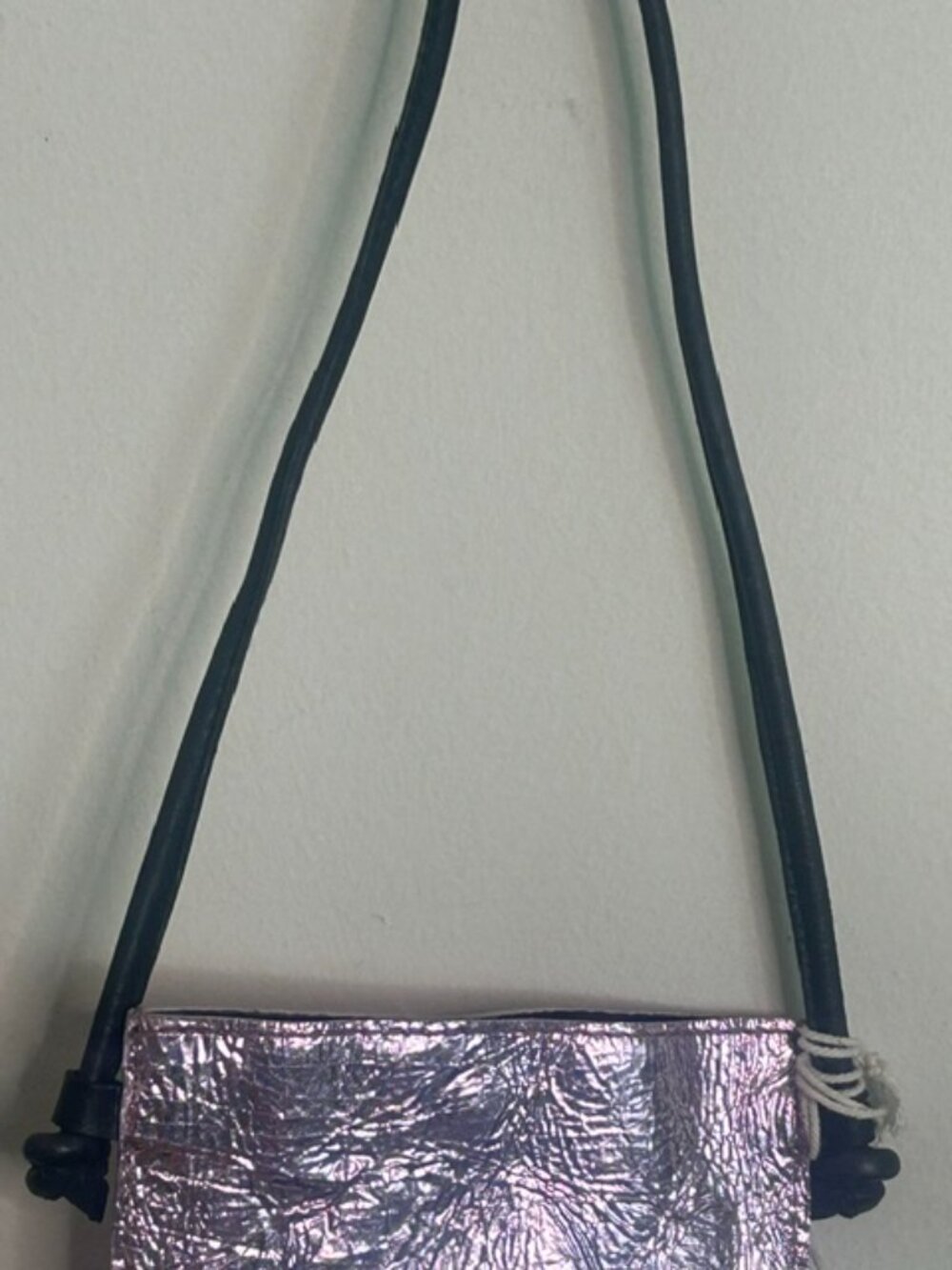 Free People Glitter Damsel Metallic Pink Leather Crossbody Handmade NWT - Picture 8 of 16